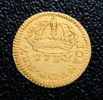 400 REIS 1734 BRASIL - Ouro (0,917) - 0,89g - Série: Série de Escudos - ( CASA DA MOEDA DE VILA RICA