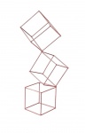 Belissima escultura design exclusivo de ferro fundido cubos no tom metalico rose , medindo 51 cm.