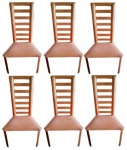 Ligne Club - Conjunto composto de 6 cadeiras designer anos 90 com estrutura em ferro e madeira, reve