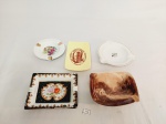 Lote 5 cinzeiros diversos em porcelana  diversasa, schmitdt, limoges e outras decoradas maior 13 cm x 11 cm e menor 10 cm