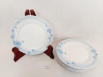 Jogo de 6 Pratos Sobremesa em Porcelana decorado com borda azul exclusive  BY RonerMedida: 17,5 cm