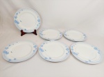 Jogo de 6 Pratos Rasos em Porcelana decorado com borda azul exclusive  BY RonerMedida: 27 cm