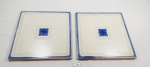 DOIS AZULEJOS SEM CERAMICA ITALIANA COM DECORAÇÂO EM AZUL MARCADA SEMIGRES NA MEDIDA DE 20X20CM