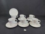 Jogo de 6 xicaras de café em porcelana branca 6 x 6 e pires 11 cm