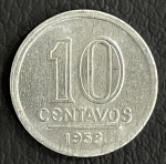Lance Livre - Moeda de 10 Centavos 1958 Flor de Cunho - V-259 Aluminio - Catálogo marca R$ 210.00