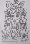 Odon Nogueira, Pássaros, desenho sobre papel, 2009, 30x21cm, sem moldura