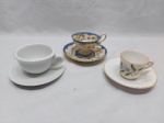 Lote de 3 xícaras de café em porcelanas diversas para coleção.