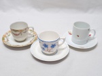 Lote de 3 xícaras de café em porcelana, marcas e modelos diversos, para coleção. Sendo uma delas Limoges