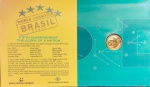 Folder Com Moeda 20 Reais 2002 Brasil - Ouro (0,900) - 8gr - 22mm - O-744 - Edição Comemorativa 5º C