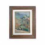 RUY ALVES CAMPELLO (1905-1984) - Paisagem com Casebre / Óleo sobre Tela / Assinado CIE / Datado 1968 / Med. Obra 32 x 22 cm - Med. Moldura 50 x 40 cm - Pintor. Restaurador de obras de arte. Professor de História da Arquitetura no Rio de Janeiro. Em 1951 participou da Bienal Internacional de São Paulo com obras no Pavilhão do Trianon.