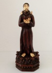 Antiga e rara imagem século XIX, esculpida em madeira e marfim, representando São Francisco de Assis