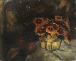 AM000, ANITA MALFATTI, óleo sobre cartão, representando vaso com flores, medindo 46 x 57 cm. Sem mol