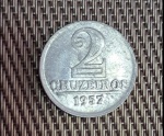 JR 9727 - Brasil, moeda em alumínio 2 Cruzeiros, 1957, FC, V 279