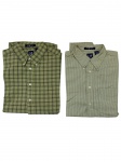 Camisas masculinas manga longa 100% algodão, estampas xadrez sobre fundo verde, marca GAP, tamanho M