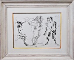 AM000, FLÁVIO DE CARVALHO, desenho à nanquim, representando nu feminino, medindo 39 x 29 cm. Com mol