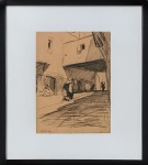 GORI, Casario com figuras - desenho - 20x15 cm - ass. Canto inferior esquerdo 1989