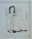 EMILIANO DI CAVALCANTI, nanquim sobre papel. "Casal", medindo: 37,5 x 29 cm. Datado de 1964.