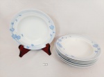 Jogo de 6 Pratos Massas em Porcelana decorado com borda azul exclusive  BY RonerMedida: 21,5 cm