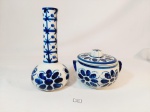 Lote 2 peças em ceramica monte Sião sendo 1 Vaso Floreira e 1 potinho mede vaso 21 cm e pote 8 cm x 11 cm