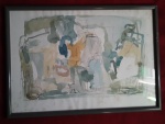 Ana Vine, artista plástica  - aquarela original, assinada (c.i.d), 1994, 35x49,5 cm , em moldura verde, poucas marcas do tempo no papel e na moldura, sem prejuízo.