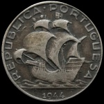 Portugal - 1944 - 2,5 Escudos - Prata 0.650, 3.5g,  20.41mm.