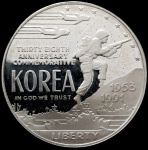 USA - 1991 - 1 Dolar - 38 Aniversário - Guerra da Coreia - Prata 0.900, 26.73g,  38.1mm - Letra "P" - FC - PROOF.