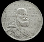 Brasil - 1932 - 2000 Réis - 400 anos de colonização do Brasil Prata 0.500, 7.9g, 26mm