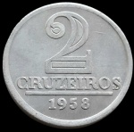 Brasil - 1958 - 2 Cruzeiros - FC - Alumínio, 2.76 Gr -  25.26 mm