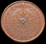 México - 1 Onça Troy de Cobre - Prata 0,999 - 28,35g - Calendário Asteca - 39 mm na cápsula de acrílico.