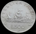 Itália - 1959 - 500 Liras - Prata 0.835, 11Gr - 29.3 mm