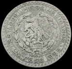 Mexico - 1959 - 1 Peso - Prata 0.100, 16 Gr - 34.5mm