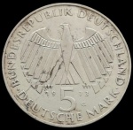 Alemanha - 1973 - 5 Marcos - Prata 0.625, 11.2 Gr -  29mm - 125º Aniversário - Assembleia Nacional Frankfurter