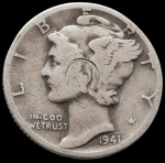 USA -1941 - DENVER -1 Dime - Prata 0.900, 2.5 Gr -  17.91 mm