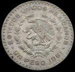 Mexico - 1961 - 1 Peso - Prata 0.100, 16 Gr - 34.5mm