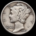 USA -1945 -1 Dime - Prata 0.900, 2.5 Gr -  17.91 mm