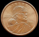 USA -2000 -1 Dollar -Cobre com revestimento de Latão-Manganês, 8.1Gr - 26.5 mm-