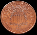 USA - 1 Onça Troy de cobre 0.999 - 28,35g - 39,3 mm - Acompanha cápsula de proteção.