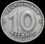 Alemanha 1949 - 10 Pfennig - Alumínio, 1,5Gr - 21 mm -FC