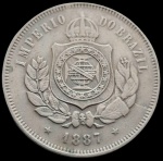 Brasil - 1887 - 200 Réis - Cupro-Níquel, 15.16 Gr - 32.33 mm  - Difícil neste estado.