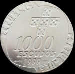 Portugal - 1999 - 1000 Escudos - Prata 0.500, 27 Gr -  40 mm - 25º Aniversário da Revolução do 25 de Abril - LANCE LIVRE.