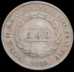 Brasil - 1860 - 500 Réis - Prata 0.917, 6.375 Gr-  25 mm