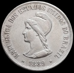 Brasil - 1889 - 500 Réis - Prata 0.917, 6.37 Gr - 25 mm