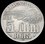 Brasil - 1936 - 5000 Réis -Prata 0.600, 10 Gr - 27.6 mm - Santos Dumont