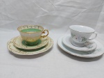 Lote de 2 trios de chá com bolo em porcelana Schmidt.