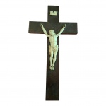 Cristo crucificado em marfim e madeira, 35 x 19 cm.