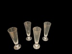 Quatro  tulipas para chopp em cristal lapidado, Alt. 23, Diam. 8 cm.