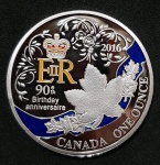 CANADA - MEDALHA -2016 - CUMPRO NÍQUEL REVESTIDO DE PRATA, 38 mm. - 90 ANOS DA RAINHA