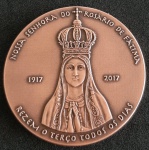 MEDALHA EM BRONZE DO CENTENÁRIO DE NOSSA SENHORA DE FÁTIMA - CASA DA MOEDA COM CERTIFICADO