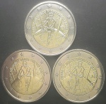 FRANÇA - 3 MOEDAS COMEMORATIVAS - 2 EUROS - 2023 - COPA DO MUNDO DE RUGBY