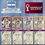 LIONEL MESSI (Argentina) - KIT COM AS 4 FIGURINHAS EXTRA LEGENDS - OURO (Gold), PRATA - BRONZE e BORDÔ (Base) - Figurinhas Originais com Sleeve - Não deixe de ter as Figurinhas mais RARAS e desejadas do ÁLBUM DA COPA DO MUNDO QATAR 2022 - PANINI - Valor de mercado acima de R$ 1800.00